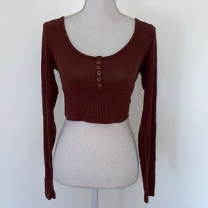 Pacsun Chocolate Brown Long Sleeve Top